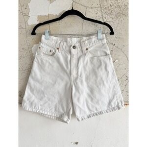 Vtg 90s Levis 550 Shorts High Waisted White Denim Relaxed Fit Made in USA W26 7
